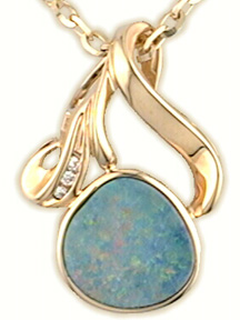 Black opal and diamond pendant