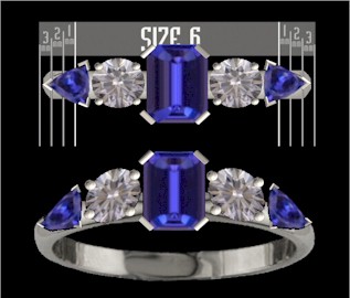 Custom designed sapphire and diamond ring