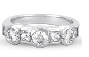 Diamond ring with princess cut diamonds